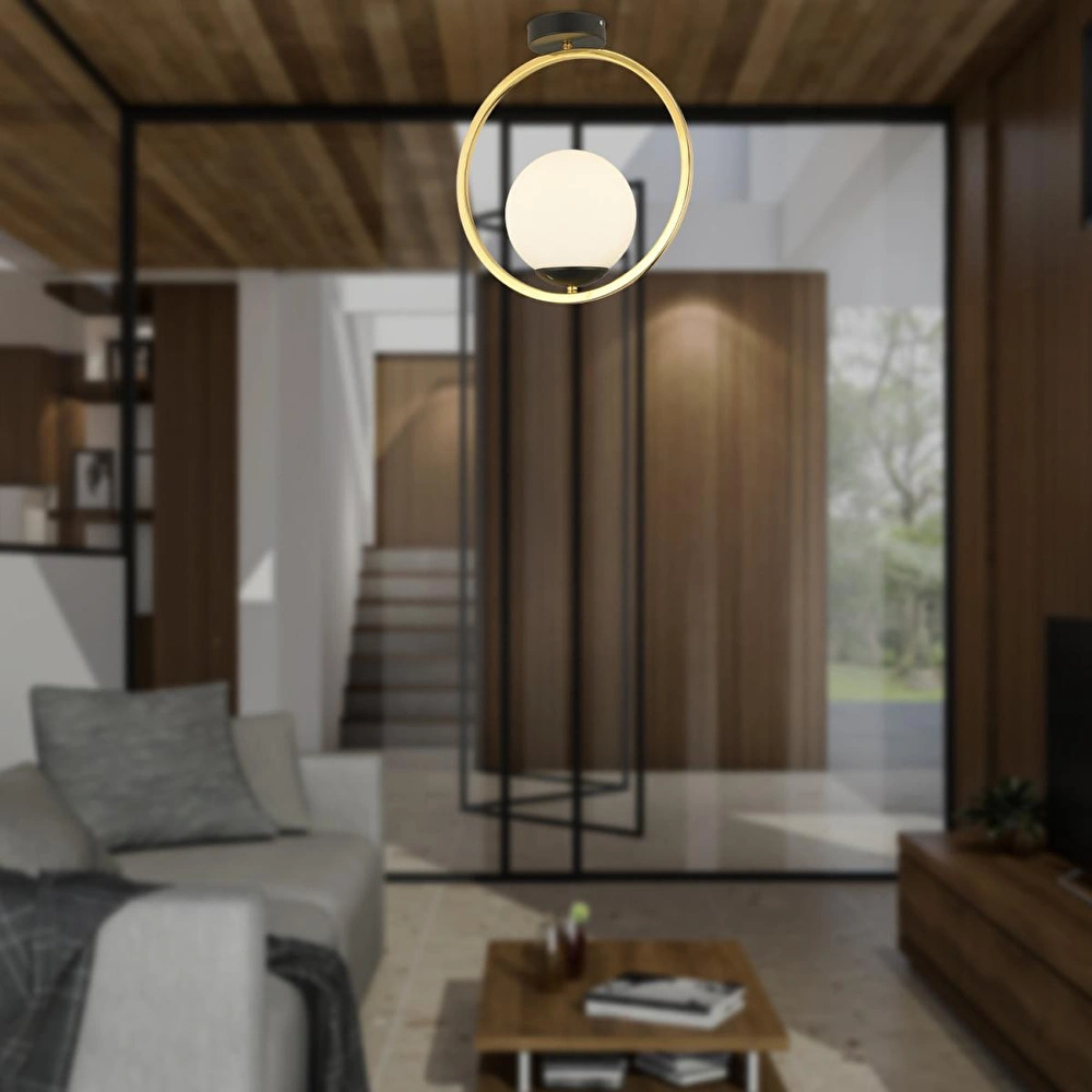 Apliqa Lifos Tekli Gold Kaplamalı Plafonyer Modern Mutfak Salon Avize görseli 1