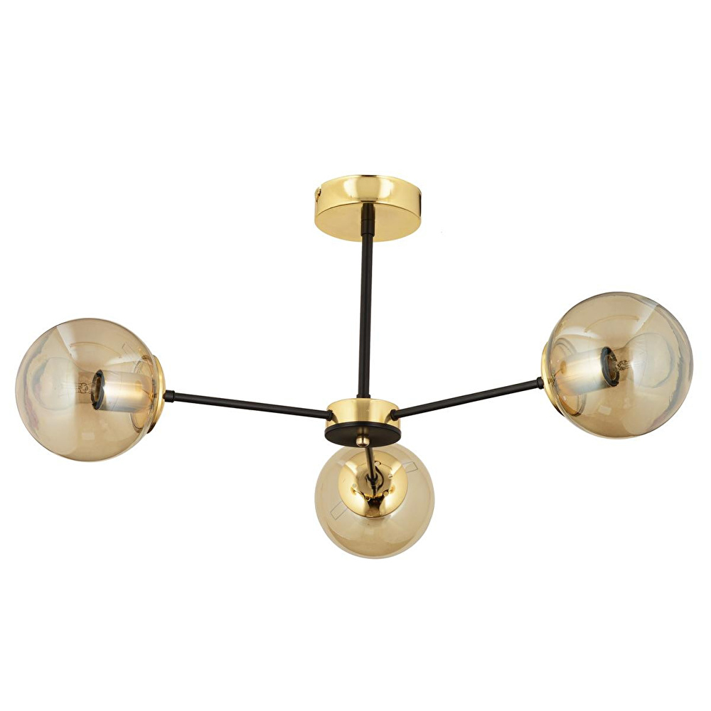 Apliqa Nide 3lü Siyah Gold Bal Camlı Modern Genç Odası Yatak Odası Retro Salon Avize görseli 1