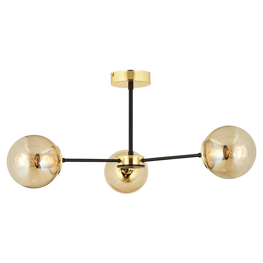 Apliqa Nide 3lü Siyah Gold Bal Camlı Modern Genç Odası Yatak Odası Retro Salon Avize görseli 3