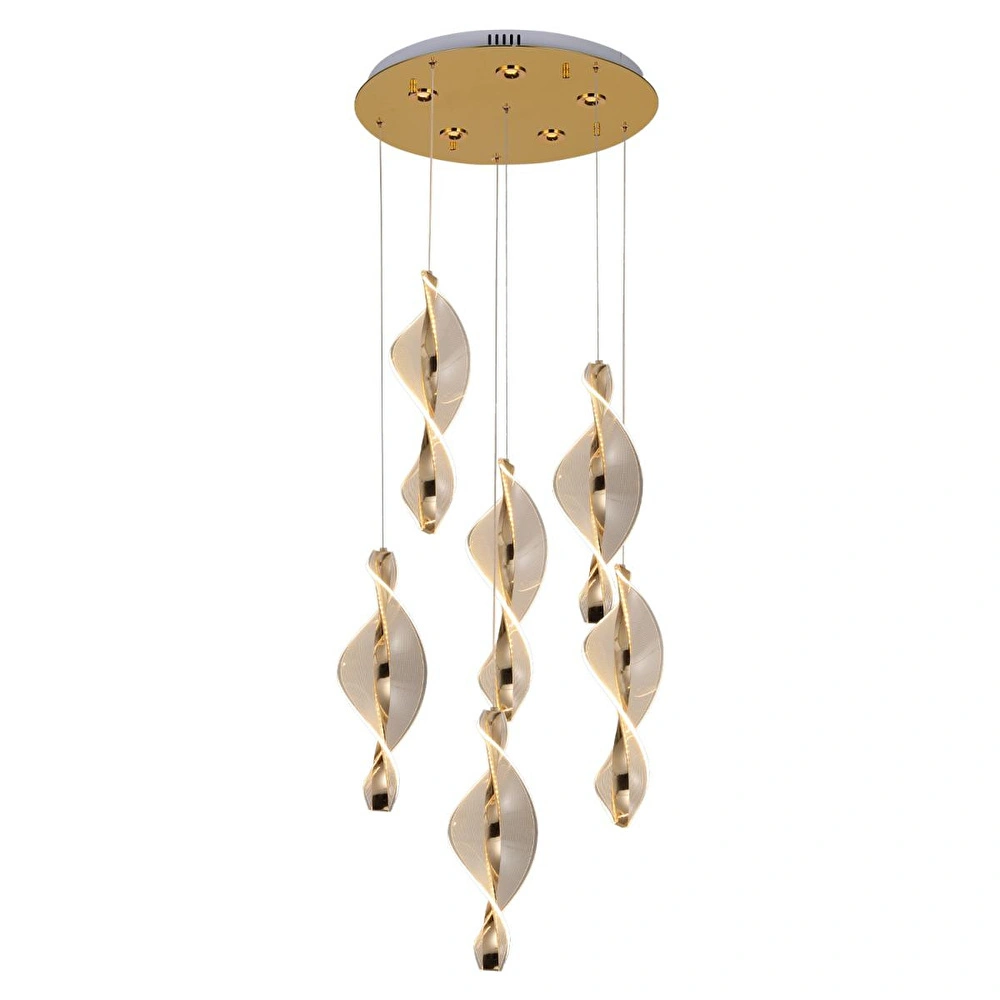 Apliqa Gupse 6 Lı Yuvarlak 95 Watt Ledli Modern Tasarım Oturma Odası Salon Avize görseli 2