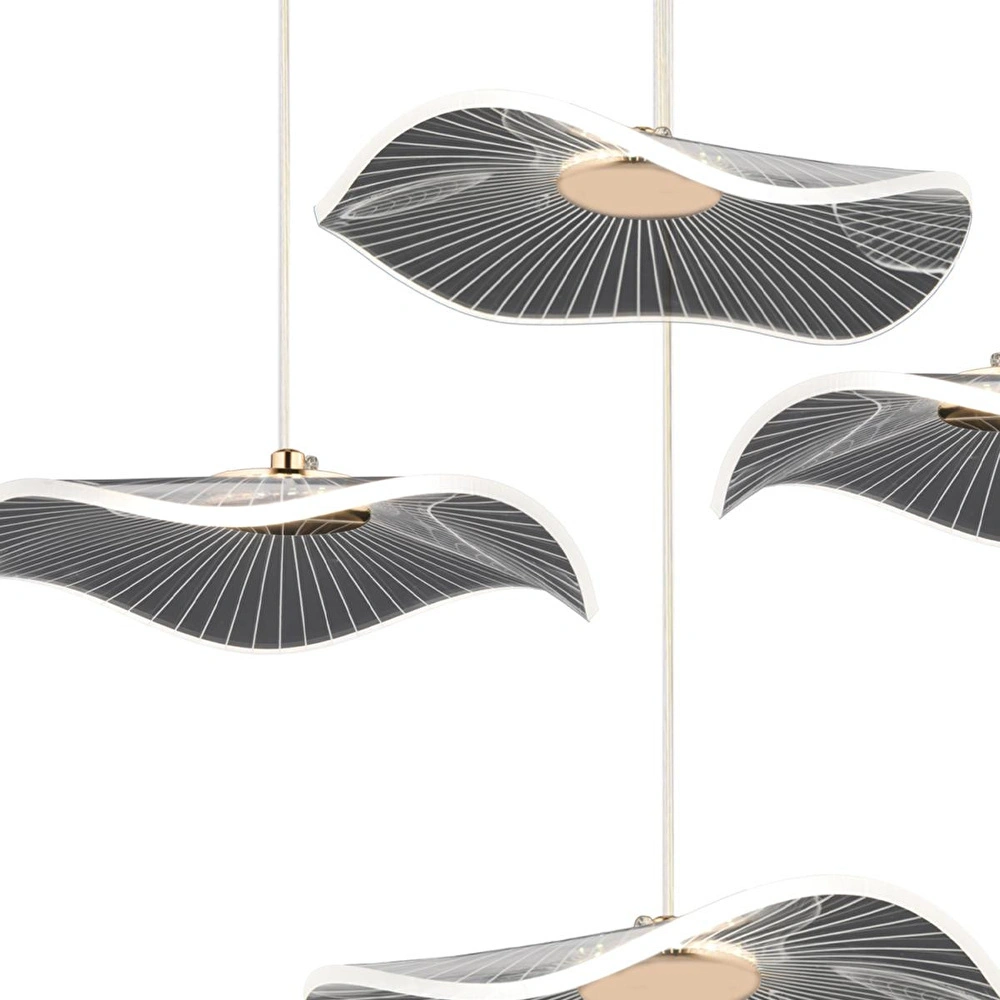 Apliqa Jolie 4'lü Yuvarlak 3 Renkli 39 Watt Gold Kristal Ledli Modern Oturma Odası Salon Sarkıt Avize görseli 4