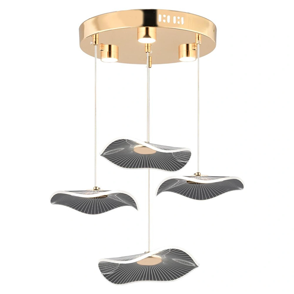 Apliqa Jolie 4'lü Yuvarlak 3 Renkli 39 Watt Gold Kristal Ledli Modern Oturma Odası Salon Sarkıt Avize görseli 3