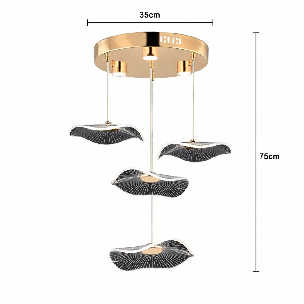 Apliqa Jolie 4'lü Yuvarlak 3 Renkli 39 Watt Gold Kristal Ledli Modern Oturma Odası Salon Sarkıt Avize görseli 5