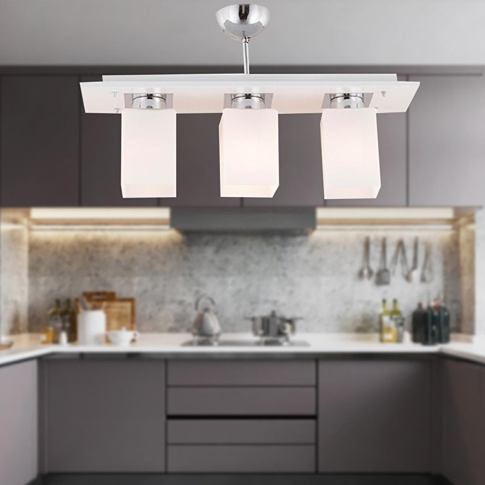 Apliqa Atlas 3 Lü Sıralı Beyaz Modern Genç Odası Mutfak- Banyo Mutfak Salon Spot Avize görseli 2