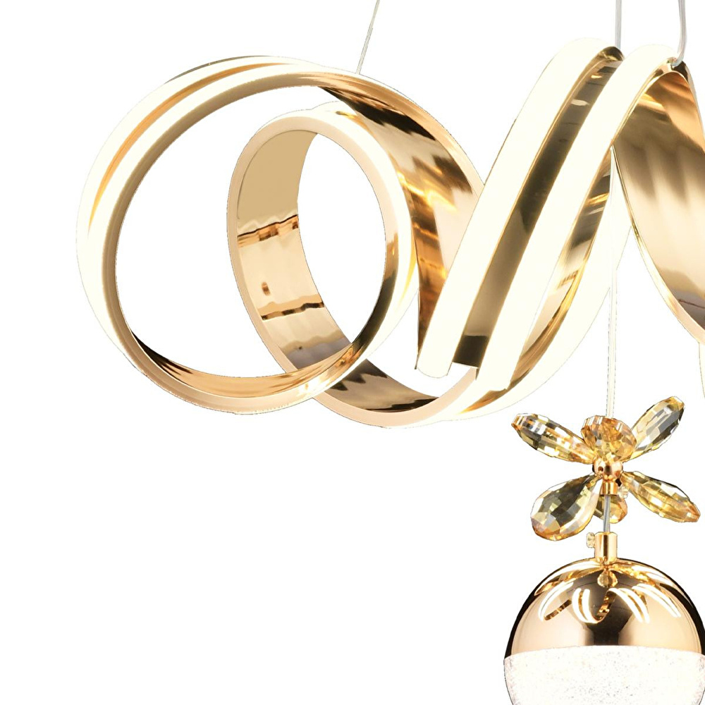 Apliqa Amott Gold 3 Renkli 150 Watt Kristal Ledli Kelebek Led Top Avize Modern Oturma Odası Salon Sarkıt Avize görseli 4