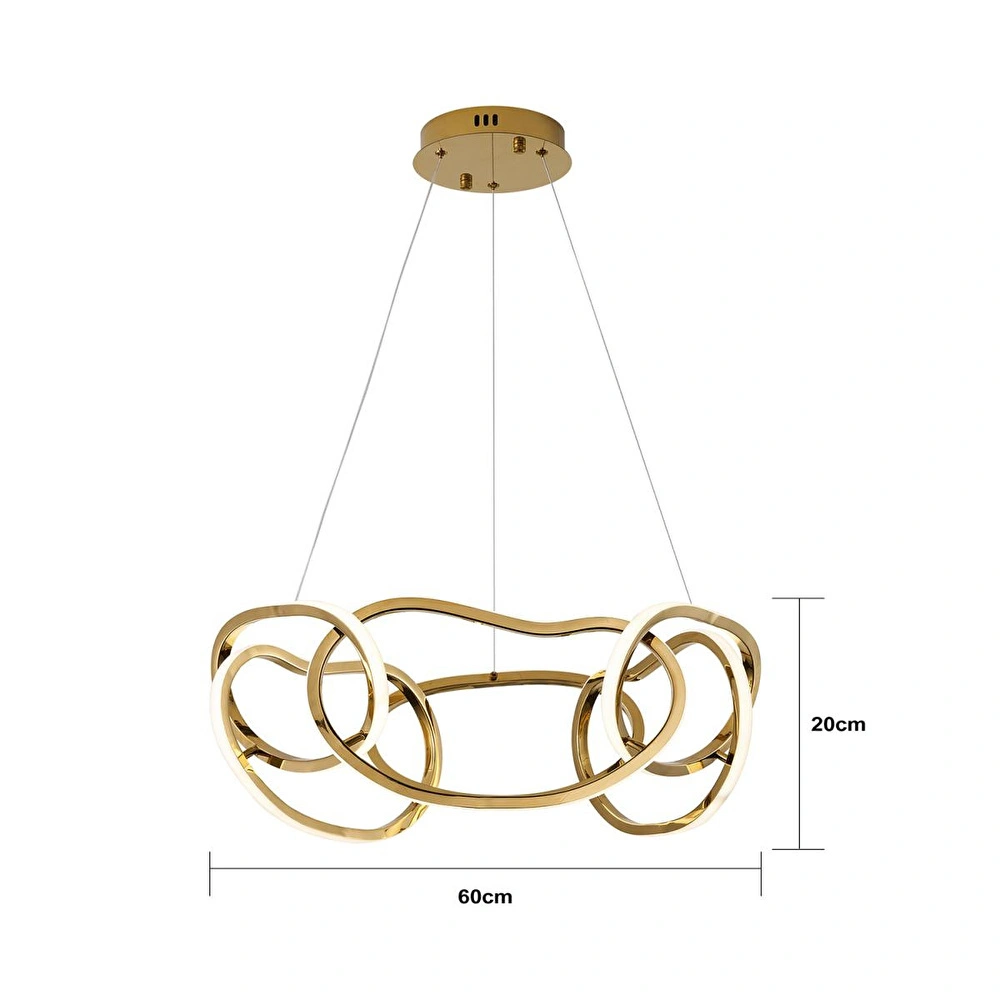 Apliqa Quon 6'lı Gold 110 Watt Yuvarlak Modern Sarkıt Salon Led Avize görseli 3