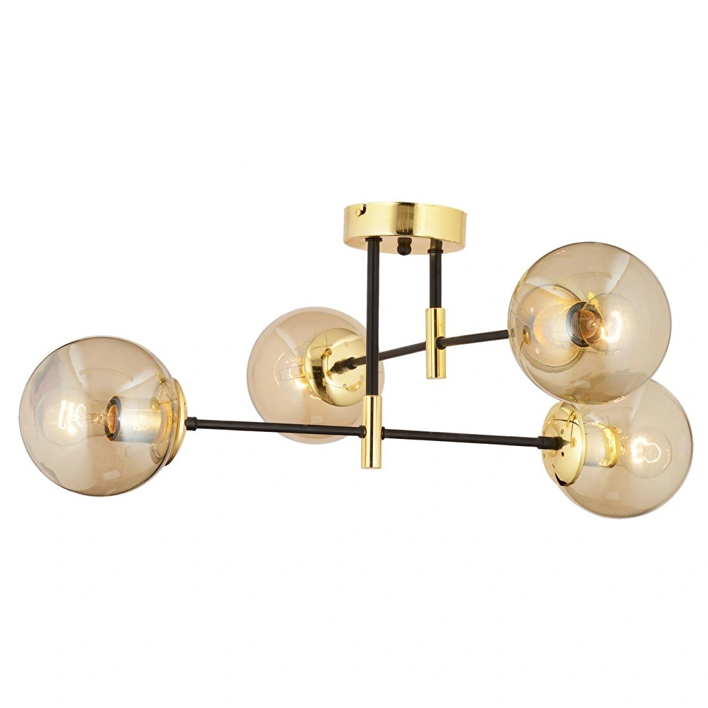 Apliqa Maral 4lü Siyah Gold Bal Camlı Modern Koridor Mutfak Salon Retro Avize görseli 2