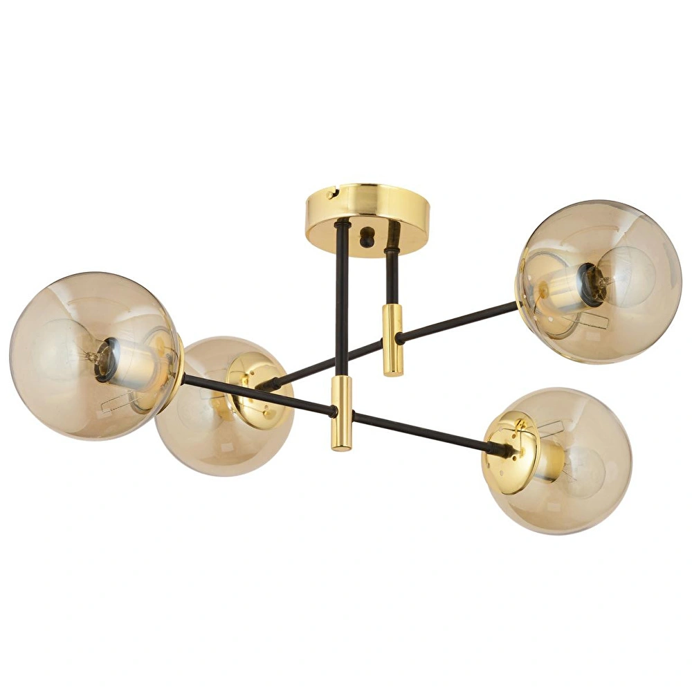 Apliqa Maral 4lü Siyah Gold Bal Camlı Modern Koridor Mutfak Salon Retro Avize görseli 5