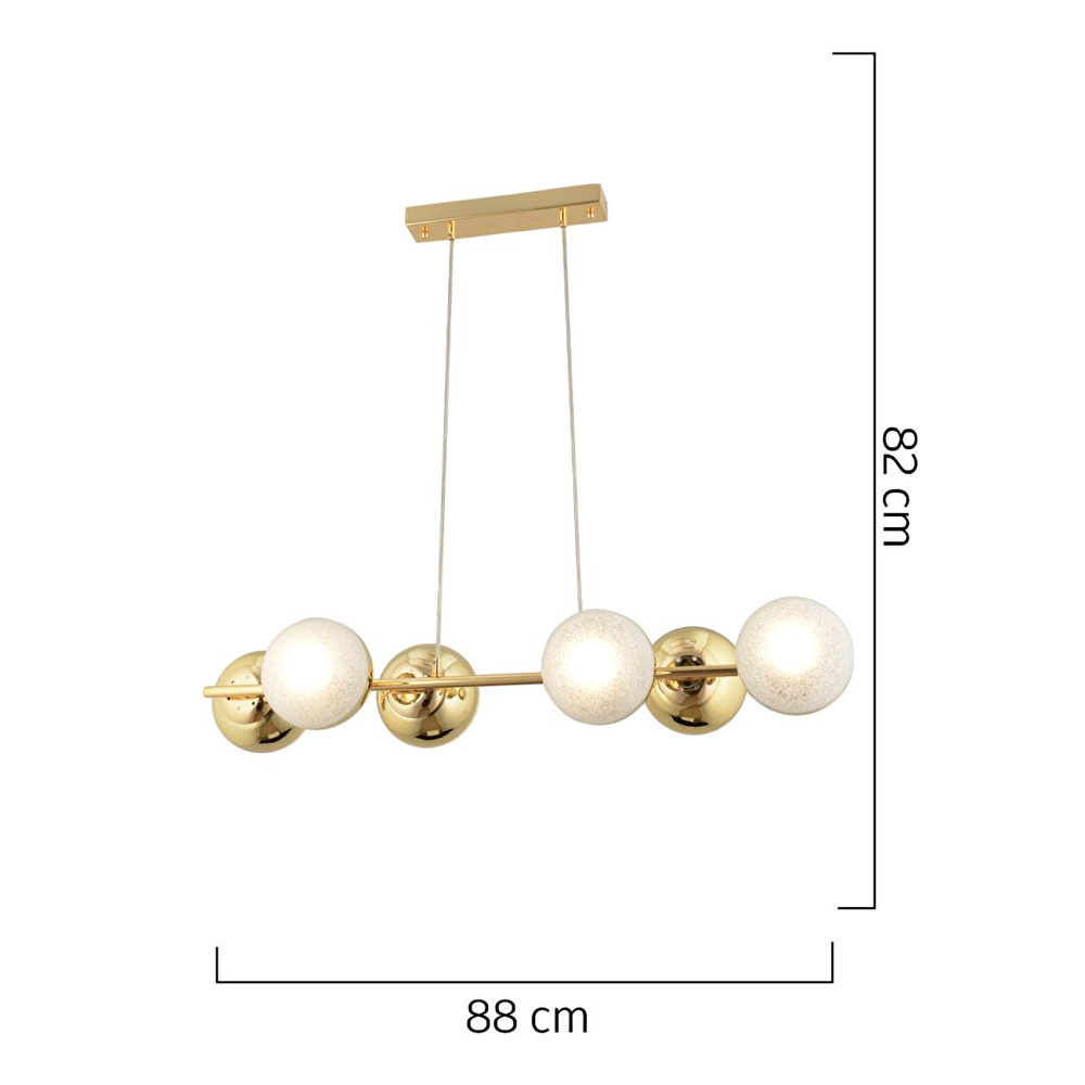 Apliqa Berca 6li Gold Avi̇ze Modern Mutfak Yemek Masası Üstü Yatak Odası Salon Avize görseli 5