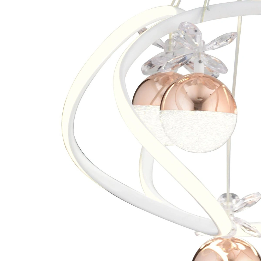 Apliqa Balca 4'lü Beyaz Bakır 3 Renkli 84 Watt Ledli Kelebek Led Avize Top Avize Modern Oturma Odası, Koridor, Salon Led Avize görseli 4