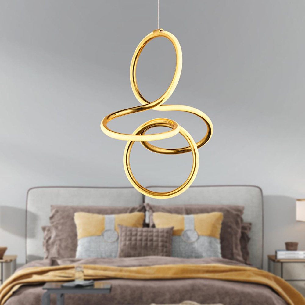 Apliqa Lucetta Gold Sarkıt 48 Watt Sarkıt 3 Renkli Ledli Modern Mutfak Banyo Led Salon Sarkıt Avize görseli 1