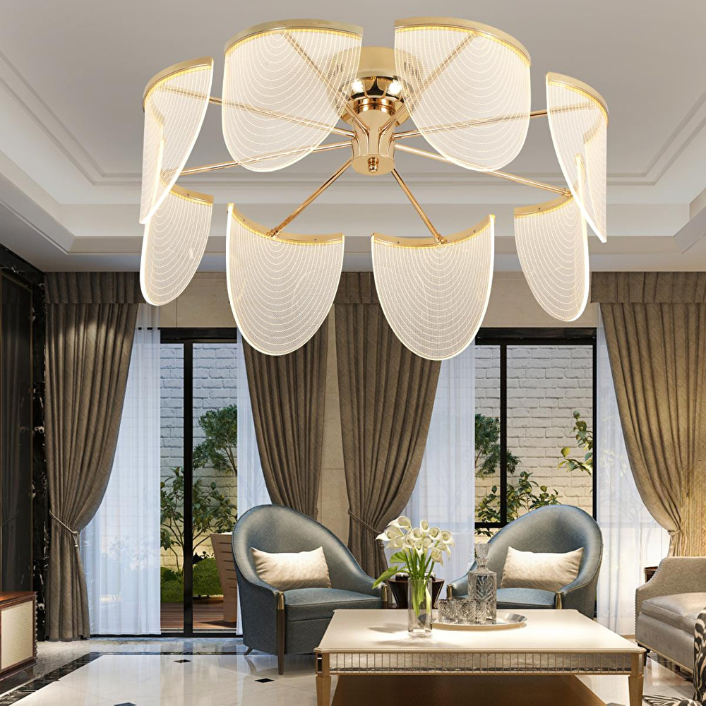 Apliqa Janne 8 Li Gold Kaplama 26 Watt 3 Renkli Ledli Modern Tasarım Oturma Odası Salon Led Avize görseli 1