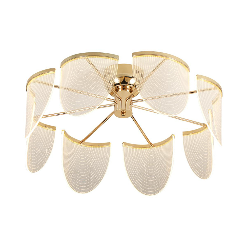 Apliqa Janne 8 Li Gold Kaplama 26 Watt 3 Renkli Ledli Modern Tasarım Oturma Odası Salon Led Avize görseli 2