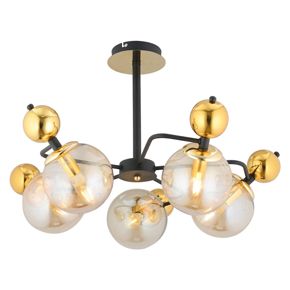 Apliqa Florit 5'li Siyah Gold Modern Oturma Odası Salon Avize görseli 3