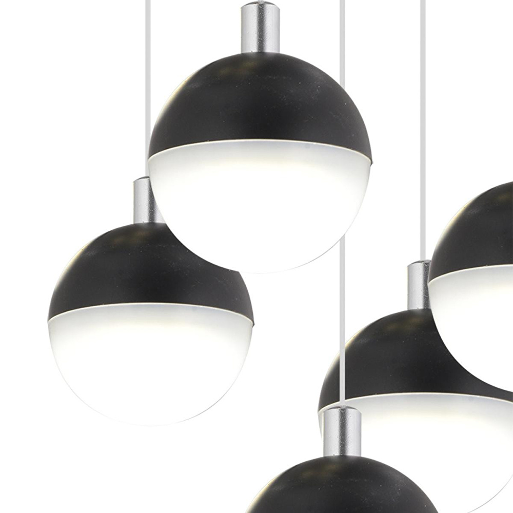 Apliqa Ekin 5'li Yuvarlak 47 Watt Siyah Ledli Kelebek Detaylı Modern Koridor, Yatak Odası Salon Sarkıt Led Avize görseli 4