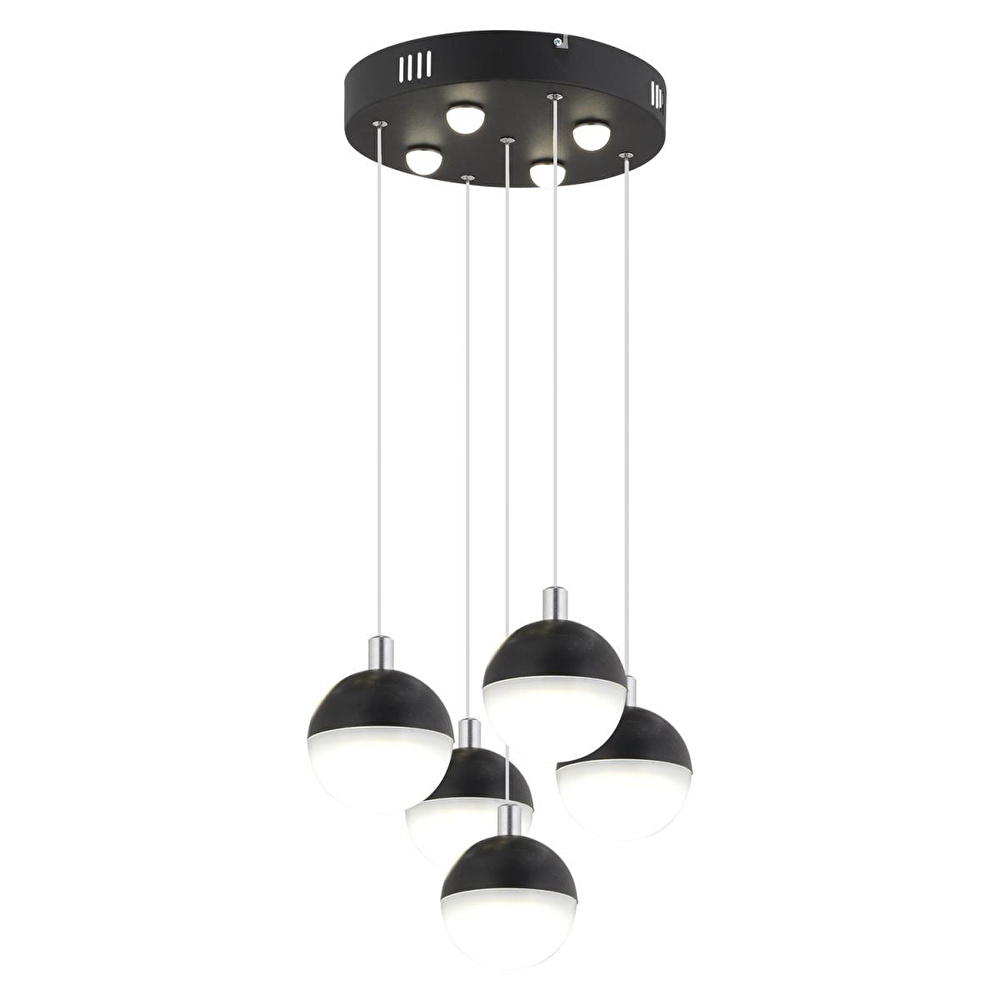 Apliqa Ekin 5'li Yuvarlak 47 Watt Siyah Ledli Kelebek Detaylı Modern Koridor, Yatak Odası Salon Sarkıt Led Avize görseli 3