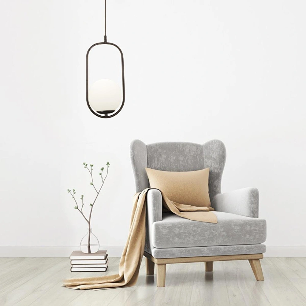 Apliqa Lorin Tekli Siyah Sarkıt Beyaz Camlı Modern Sarkıt Mutfak Salon Sarkıt Avize görseli 2