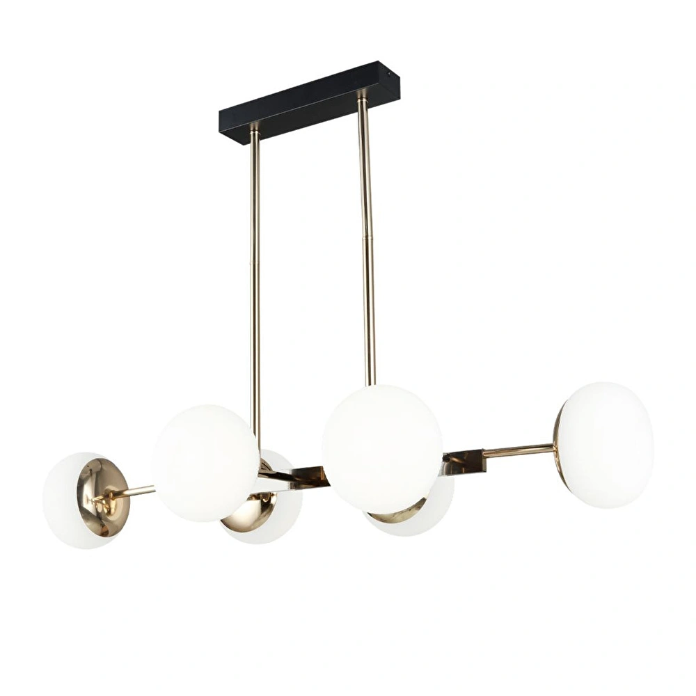 Apliqa Pura Sıralı Siyah Gold 60 Watt Modern Oturma Odası, Yemek Masası Üstü, Salon Avize görseli 2
