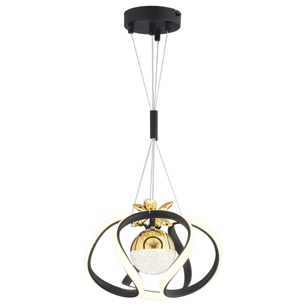 Apliqa Pelin Tekli Siyah Gold 3 Renkli 39 Watt Ledli Modern Oturma Odası, Koridor, Salon Led Avize görseli 2