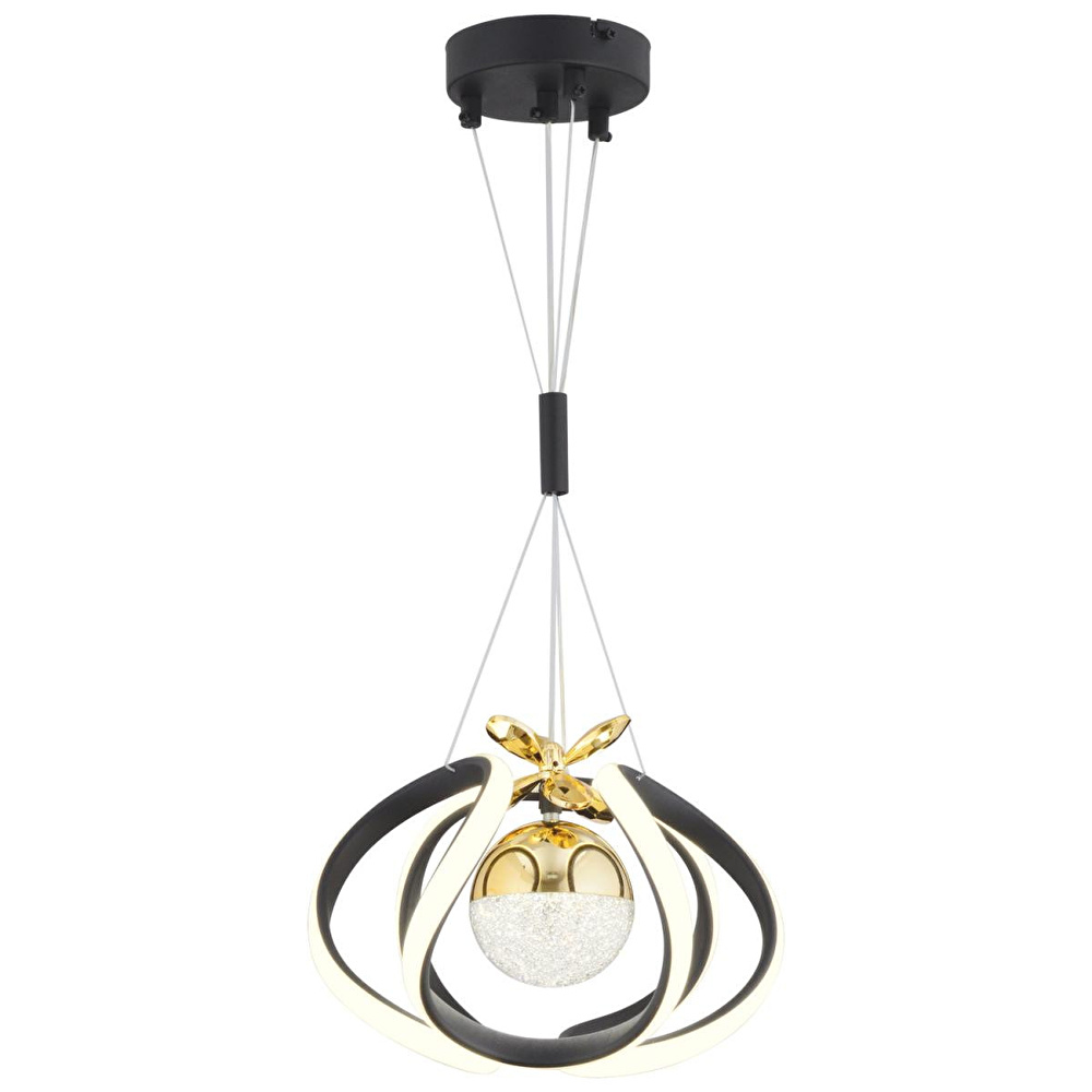Apliqa Pelin Tekli Siyah Gold 3 Renkli 39 Watt Ledli Modern Oturma Odası, Koridor, Salon Led Avize görseli 3