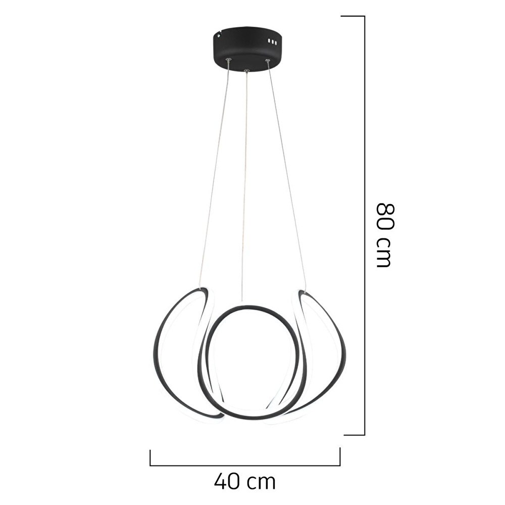 Apliqa Pietra Siyah Sarkıt 56 Watt Sarkıt 3 Renkli Ledli Modern Mutfak Banyo Led Salon Sarkıt Avize görseli 4