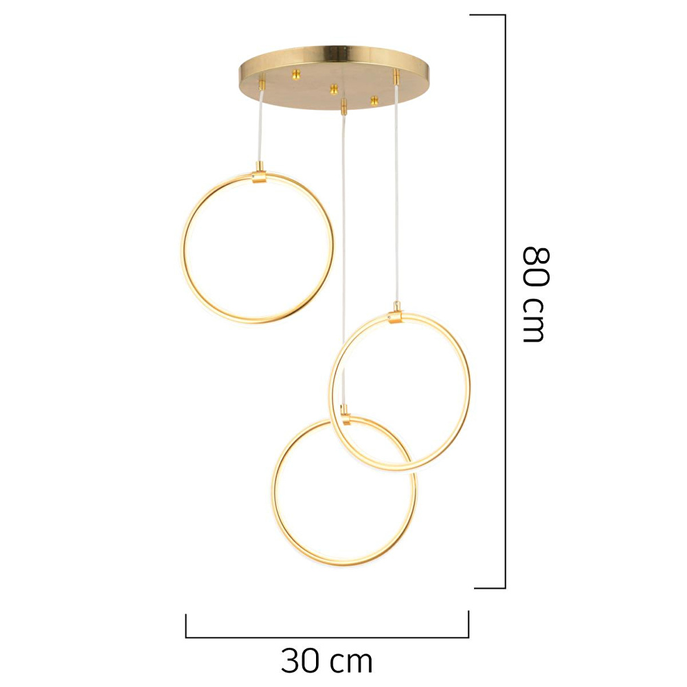 Apliqa Ruscello 3lü Gold Sarkıt 102 Watt Sarkıt Ledli Modern Mutfak Banyo Led Salon Sarkıt Avize görseli 3