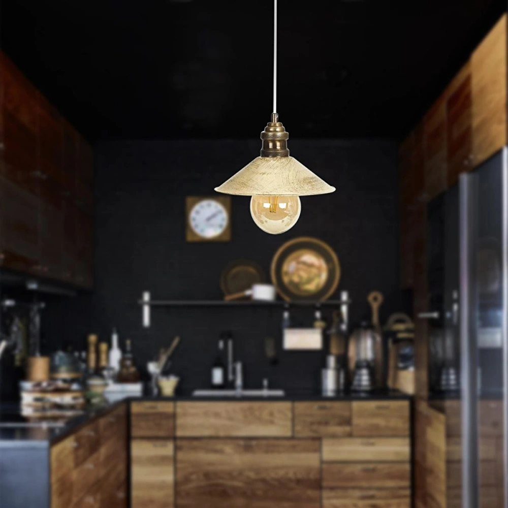 Apliqa Gönen Tekli Beyaz Patinalı Modern Retro Sarkıt Mutfak Salon Avize görseli 1