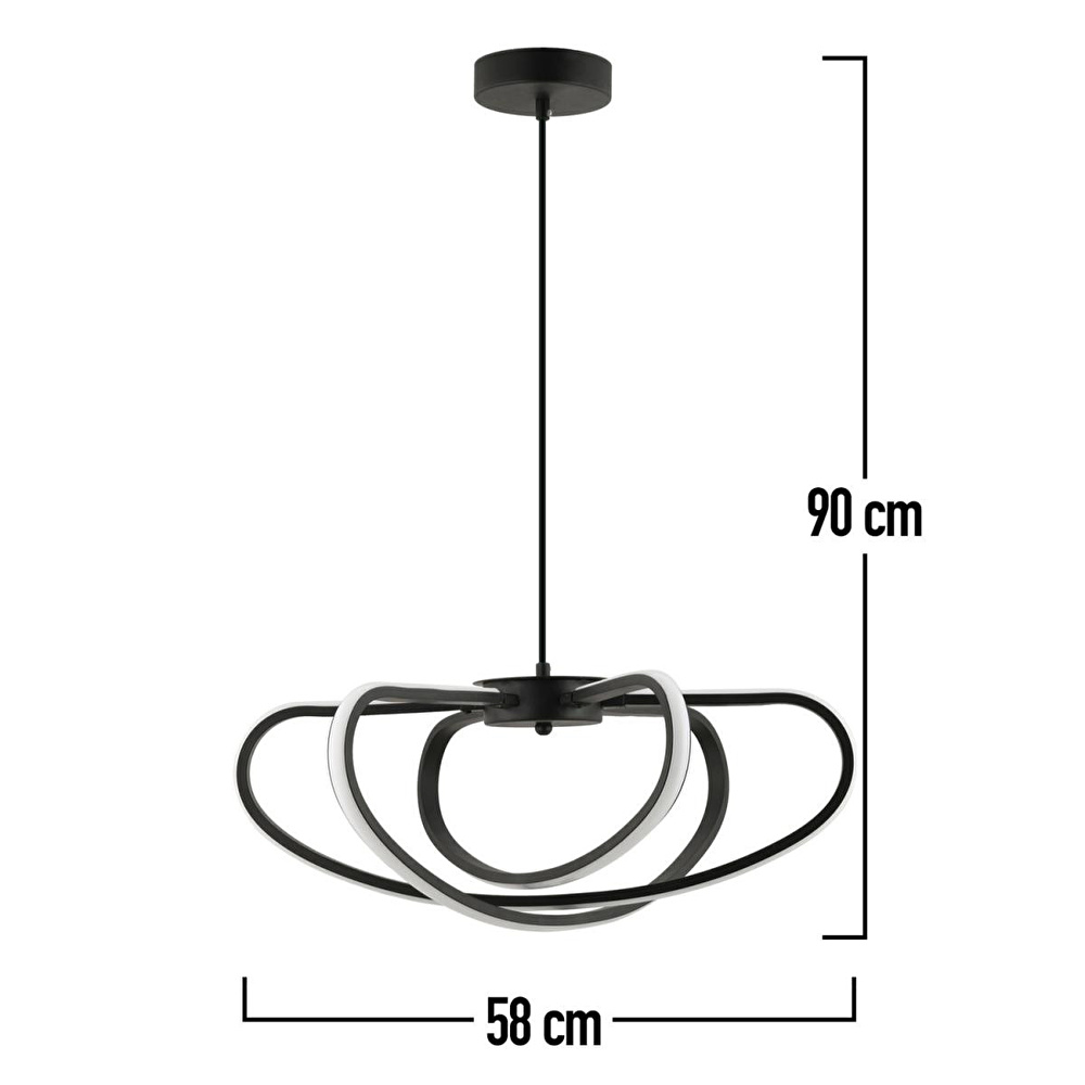 Apliqa Aura Sarkıt 74 Watt Sarkıt 3 Renkli Ledli Ofis Avizeleri Modern Mutfak Banyo Led Salon Sarkıt Büyük Avize görseli 5