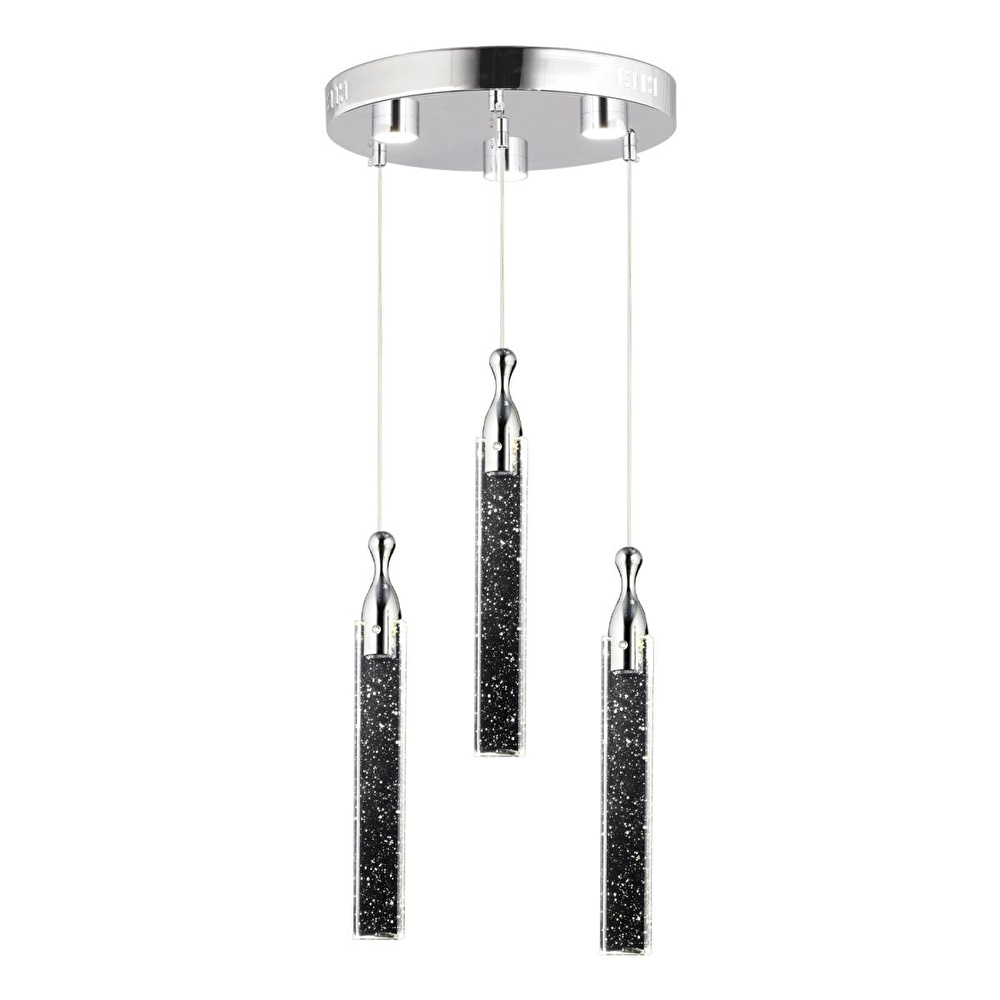 Apliqa Klaus 3'lü Yuvarlak 3 Renkli 48 Watt Krom Kristal Ledli Modern Oturma Odası Salon Sarkıt Avize görseli 3