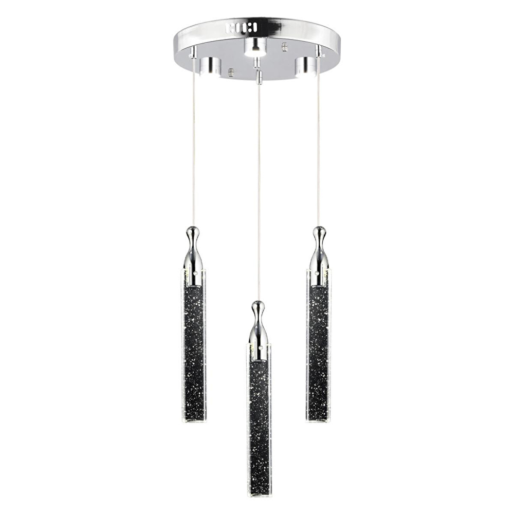 Apliqa Klaus 3'lü Yuvarlak 3 Renkli 48 Watt Krom Kristal Ledli Modern Oturma Odası Salon Sarkıt Avize görseli 2