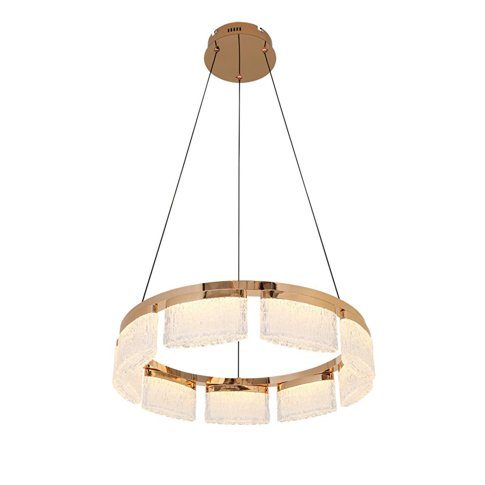 Apliqa Rosae 50'lik Gold Krisatal Yuvarlak Sarkıt Salon Led Avize görseli 4