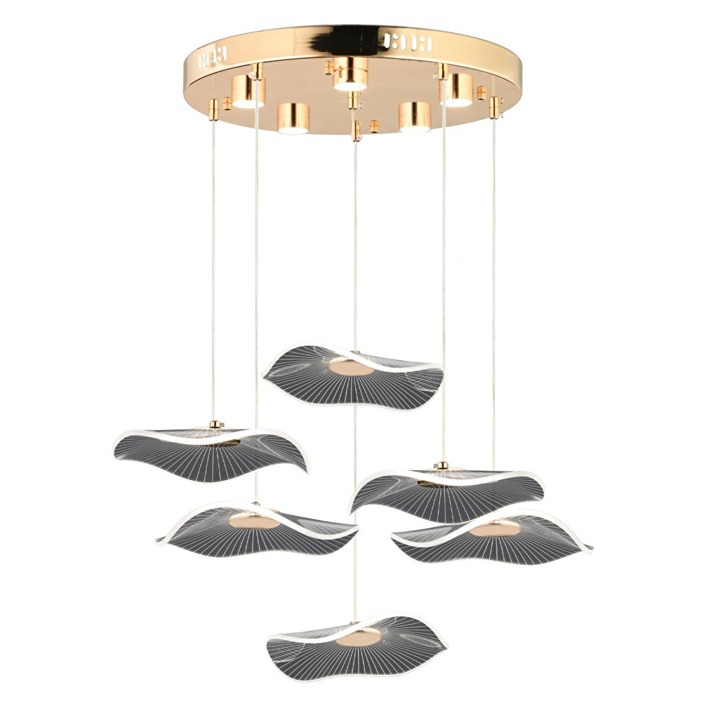 Apliqa Jolie 6'lı Yuvarlak 3 Renkli 61 Watt Gold Kristal Ledli Modern Oturma Odası Salon Sarkıt Avize görseli 3