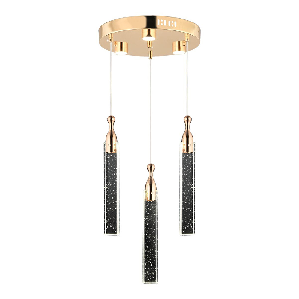 Apliqa Klaus 3'lü Yuvarlak 3 Renkli 48 Watt Gold Kristal Ledli Modern Oturma Odası Salon Sarkıt Avize görseli 3