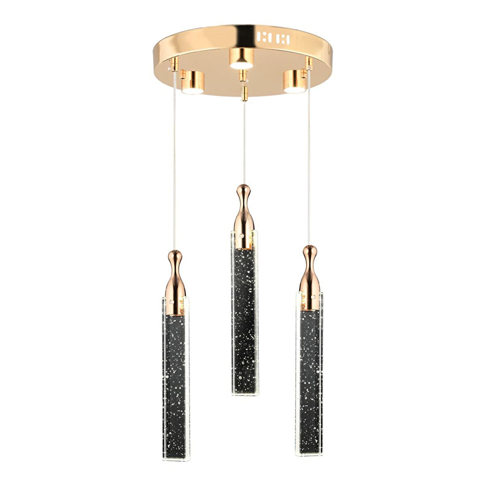 Apliqa Klaus 3'lü Yuvarlak 3 Renkli 48 Watt Gold Kristal Ledli Modern Oturma Odası Salon Sarkıt Avize görseli 2