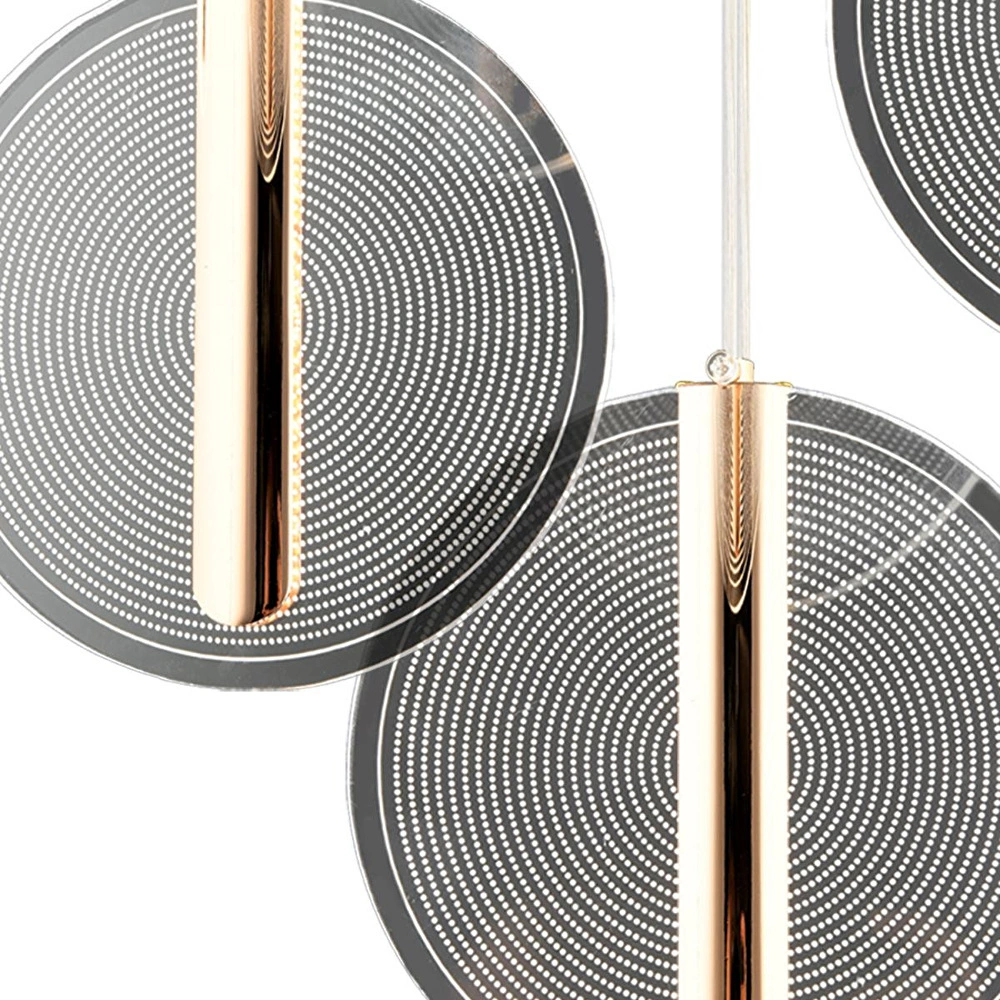 Apliqa Dustin 6'lı Yuvarlak 3 Renk 80 Watt Gold Kristal Ledli Modern Oturma Odası Salon Sarkıt Avize görseli 5