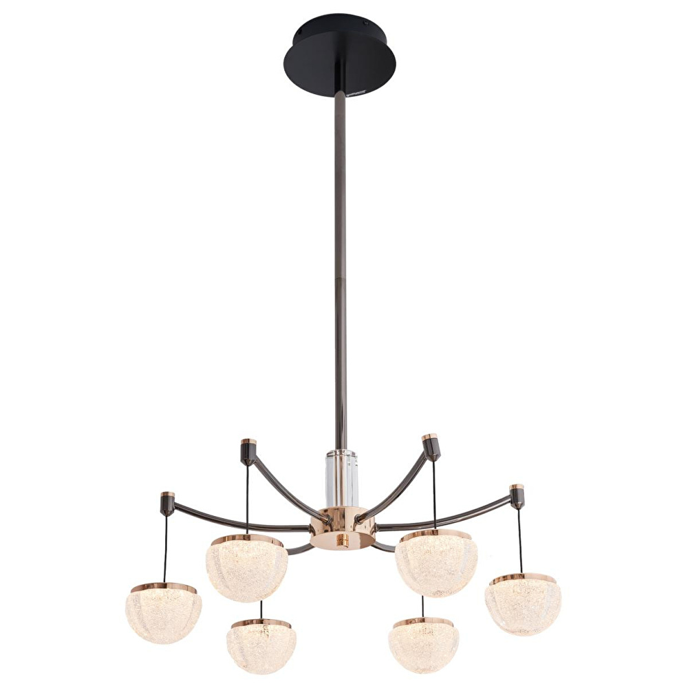 Apliqa Derem 6lı Siyah Gold 80 Watt Yuvarlak Kristal Taşlı Salon Led Sarkıt Avize görseli 2