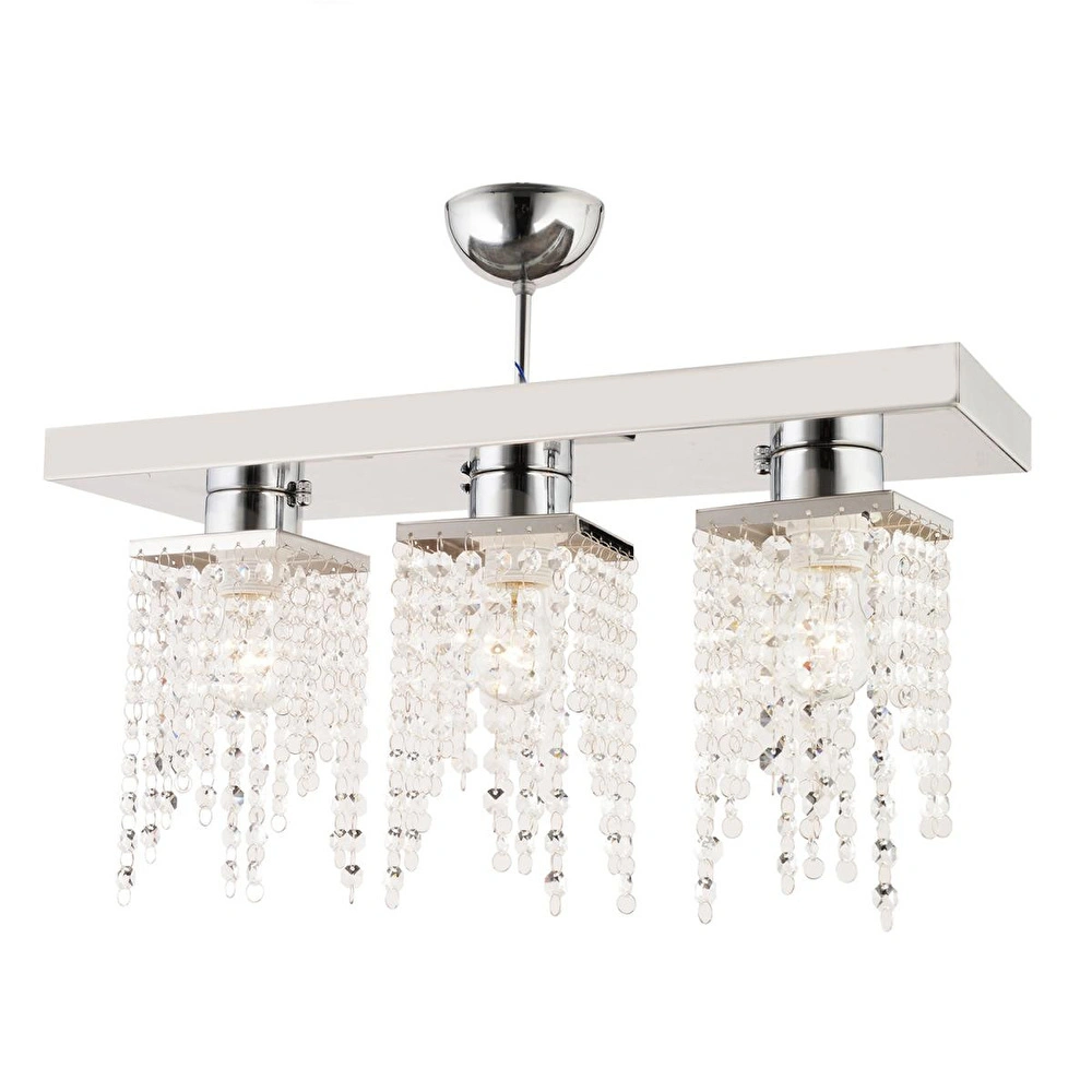 Apliqa Nikola 3lü Krom Kristalli Taşlı Modern Tasarım Kristal Salon Avize görseli 3