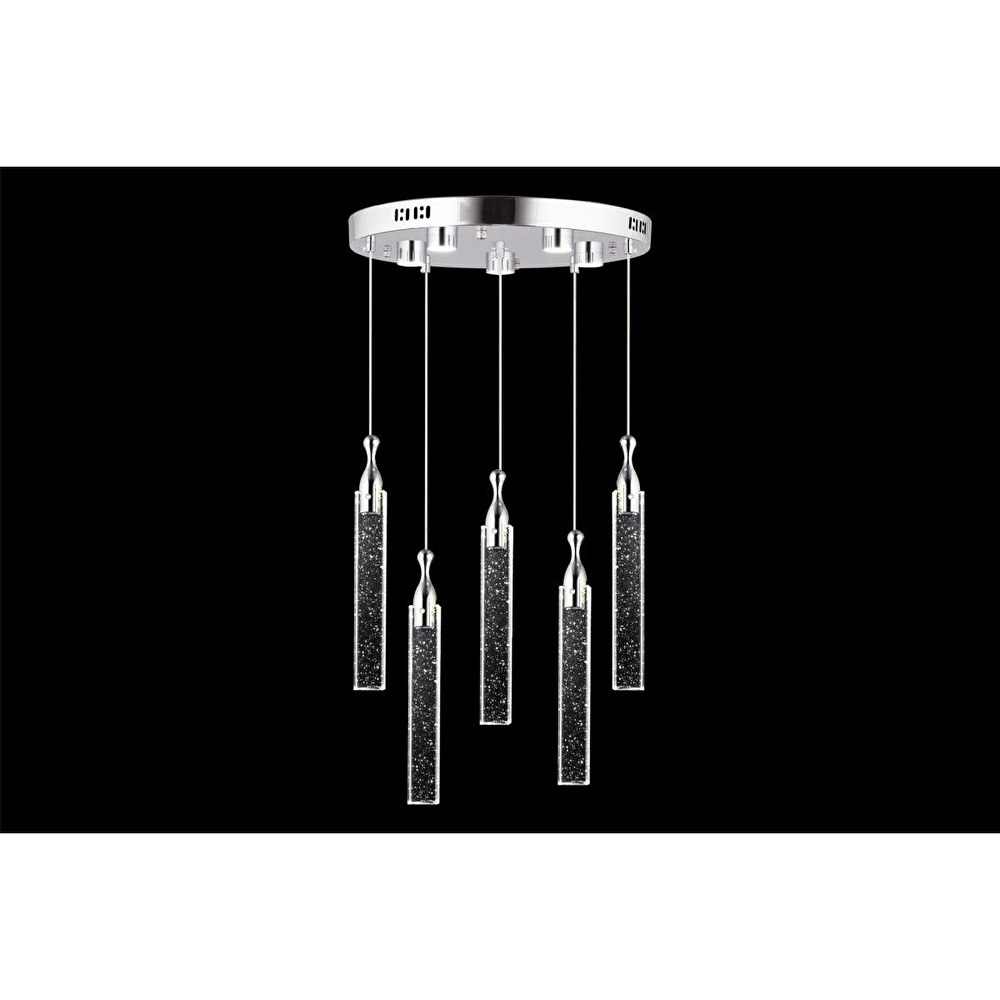 Apliqa Klaus 5'li Yuvarlak Krom Kristal Ledli Modern Oturma Odası Salon Sarkıt Avize görseli 2