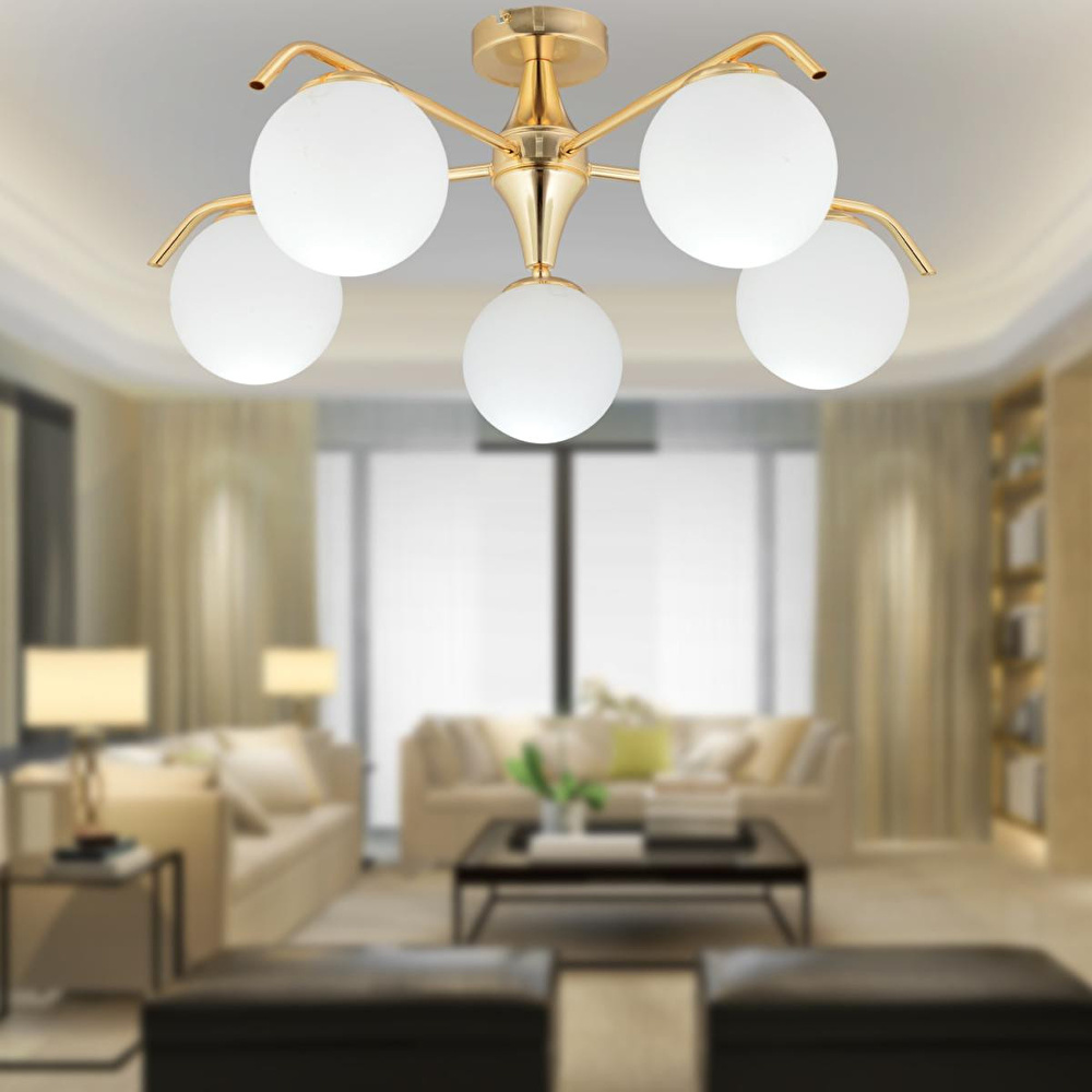 Apliqa Diaspor 5li Yuvarlak Gold Modern Sarkıt Genç Odası Yatak Odası Retro Salon Avize görseli 1