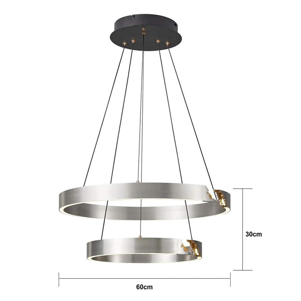 Apliqa Late Gri İki Katlı Yuvarlak 69 Watt Modern Sarkıt Salon Led Avize görseli 4