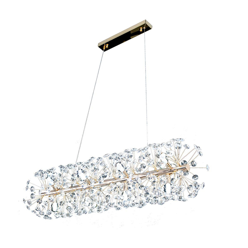 Apliqa Gloria Sıralı Gold Yemek Masası Üstü Kristal Taşlı Modern Tasarım Salon Avize görseli 2