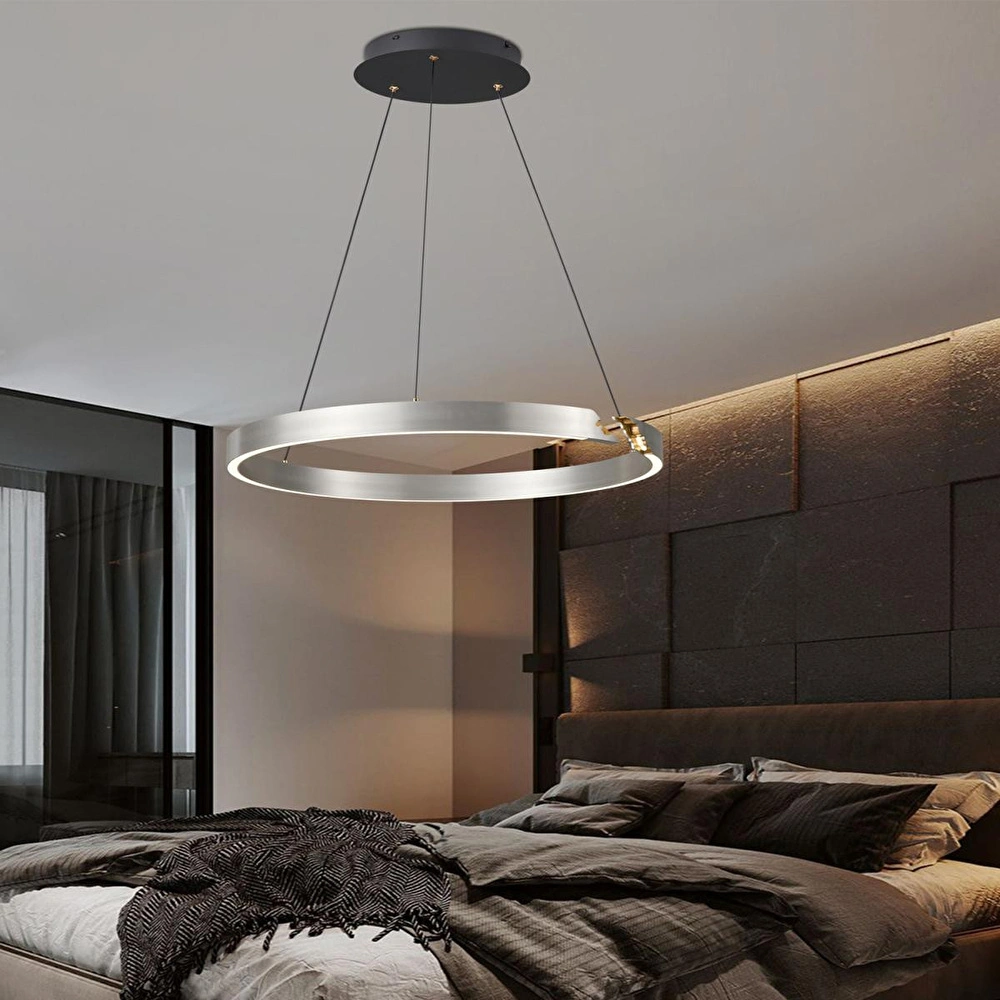 Apliqa Late Gri 60'lık Yuvarlak 41 Watt Modern Sarkıt Salon Led Avize görseli 1