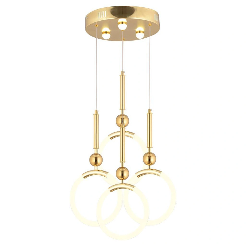 Apliqa Struer 4'lü Yuvarlak Gold Ledli 89 Watt Modern Koridor, Yatak Odası Salon Sarkıt Led Avize görseli 2
