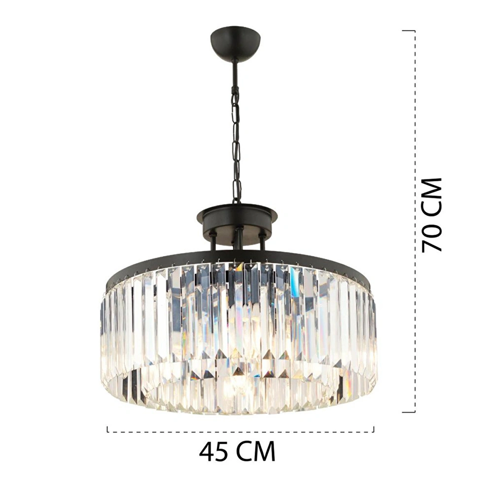 Apliqa Kanvas 3 Parça Kristalli Taşlı Modern Tasarım Kristal Salon Avize-aplik Seti görseli 3
