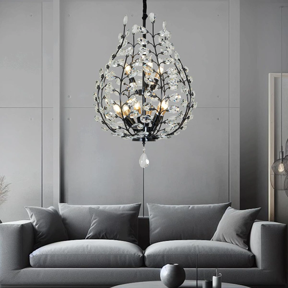 Apliqa Donna Siyah 55'lik Kristal Taşlı Modern Koridor, Salon Avize görseli 1