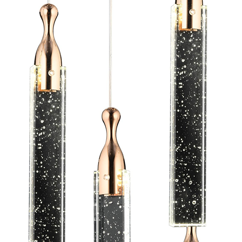 Apliqa Klaus 5'li Yuvarlak 3 Renkli 75 Watt Gold Kristal Ledli Modern Oturma Odası Salon Sarkıt Avize görseli 2