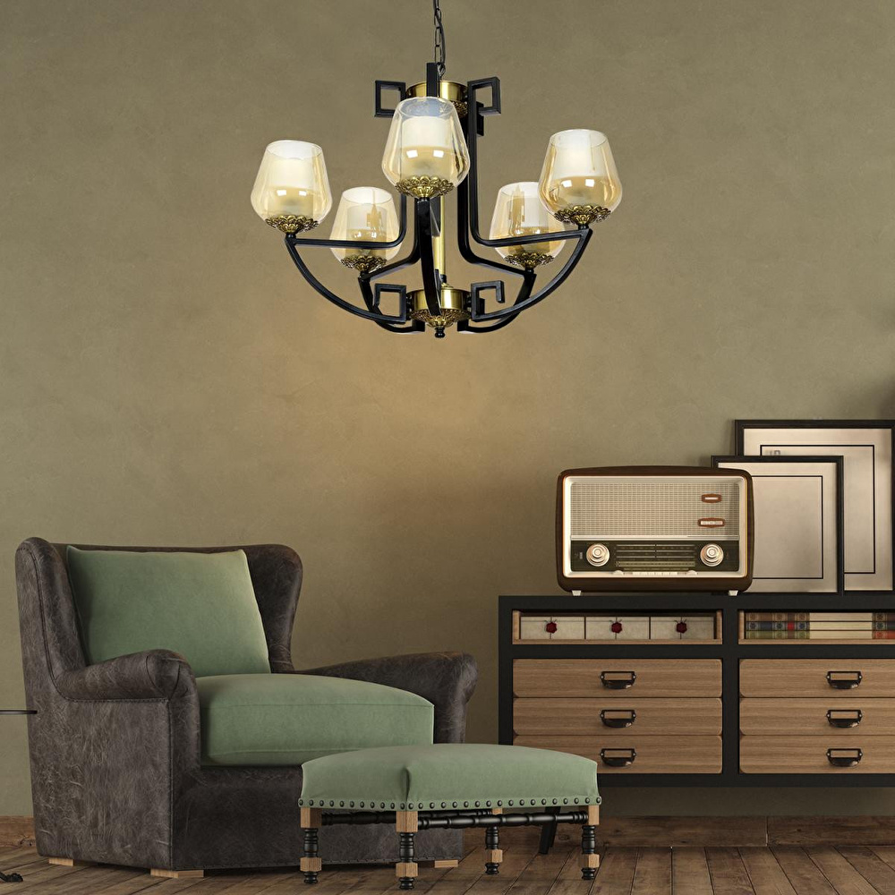 Apliqa Nevada 5li Modern Genç Odası Retro Salon Avize görseli 2