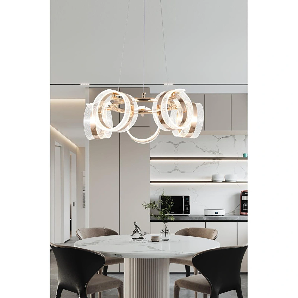 Apliqa Linea 5'li Gold Yuvarlak Salon Sarkıt Led Avize görseli 1