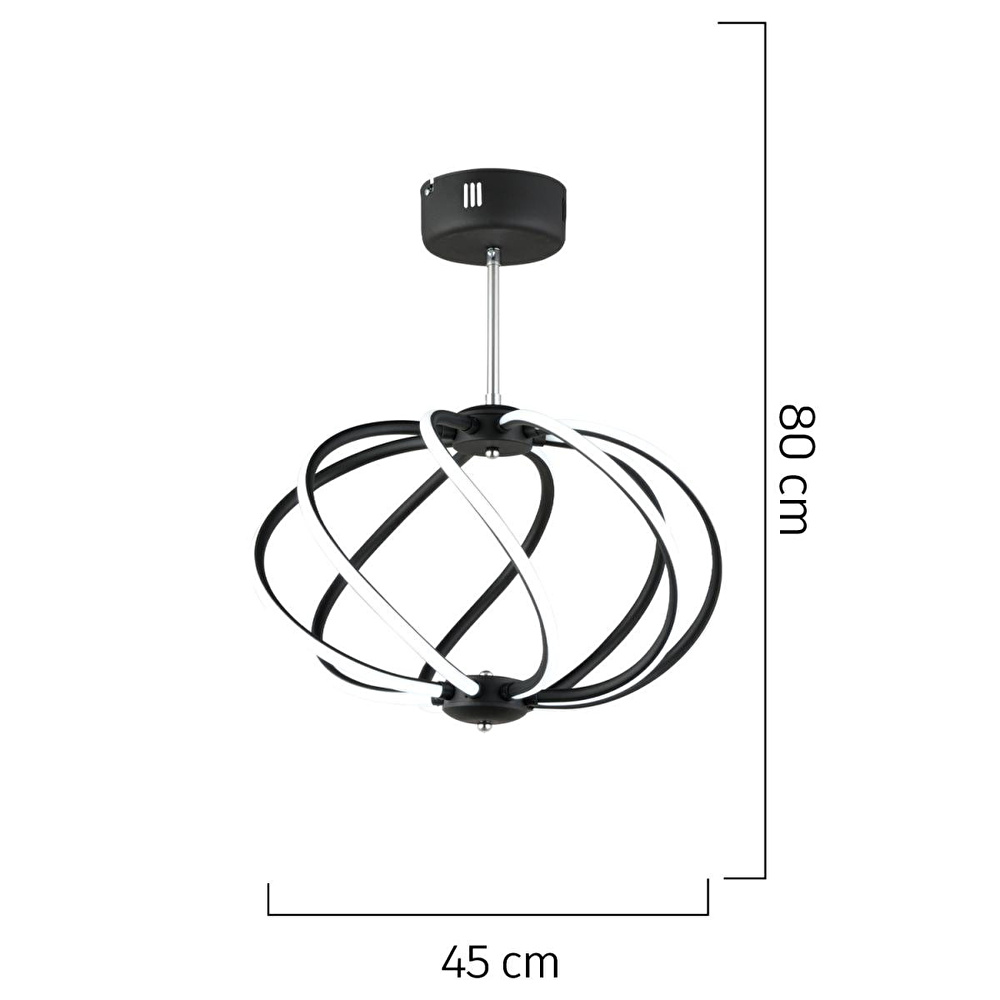Apliqa Gestel Siyah Sarkıt 88 Watt Sarkıt Ledli Modern Mutfak Banyo Led Salon Sarkıt Avize görseli 4