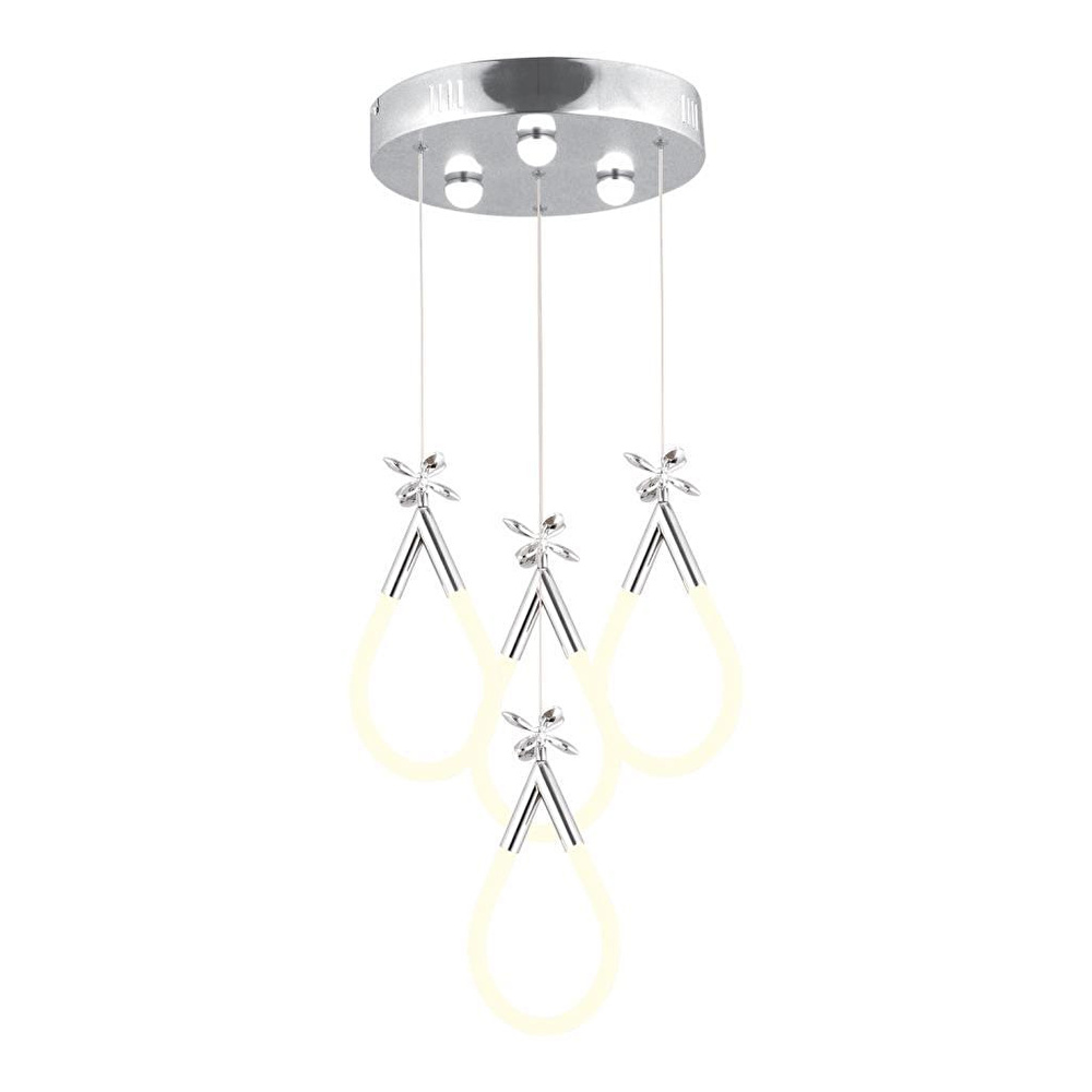 Apliqa Vojens 4'lü Yuvarlak Krom Ledli 53 Watt Kelebek Detaylı Modern Koridor, Yatak Odası Salon Sarkıt Led Avize görseli 2